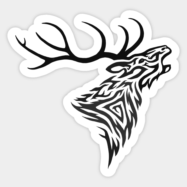 Roaring Stag Tribal Sticker by Hareguizer
